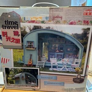 Travel Time - Miniature Wooden Caravan Dollhouse Kit with Furniture
